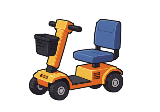 黄色と青色の電動シニアスクーターイラスト