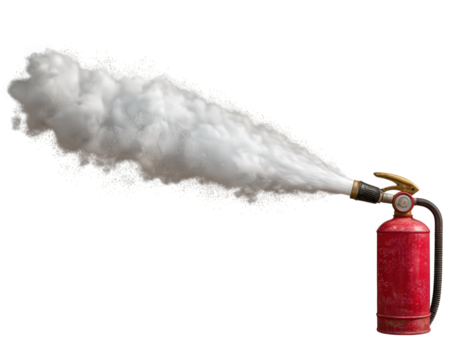 Fire extinguisher red spraying water clipart firefighting safety emergency equipment isolated red fire extinguisher spraying water powerful burst isolated transparent background symbolizing safety