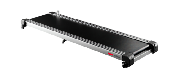 Gray and black, horizontal treadmill