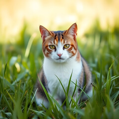 cat on green grass