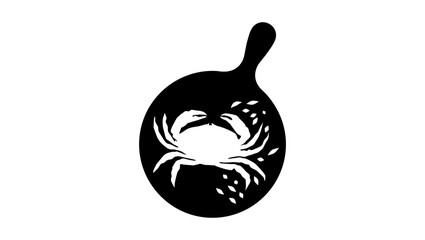 Fototapeta premium crab on tray symbol, black isolated silhouette