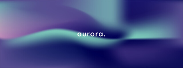 Abstract aurora sky gradient background. Dark blue, green and purple color gradation vector banner. Blurred northern lights fuzz colorful bg. Vector soft horizontal backdrop for winter themed designs