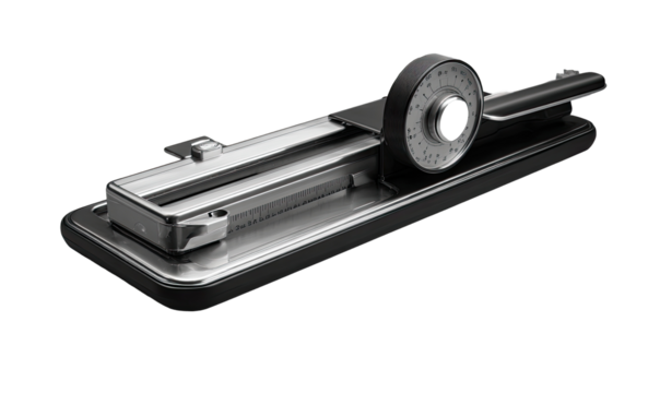 Metal precision tool, rectangular, with rotating wheel,  mechanically-operated