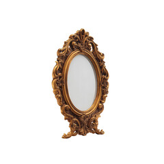 Ornate Gold Oval Picture Frame on Transparent Background