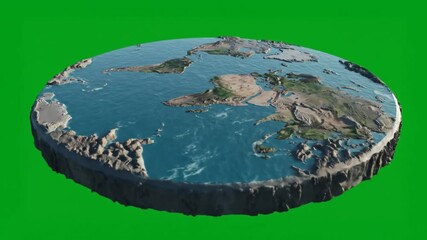 Rotating Flat Earth Model on Green Screen Realistic Rendering - Powered by Adobe
