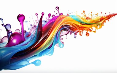 Fluid Abstract 3D Splash in Vivid Multicolor. Colorful liquid splash creating a dynamic wave effect in bright tones