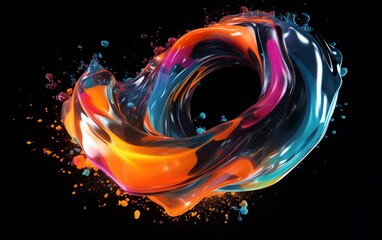 Fluid Abstract 3D Splash in Vivid Multicolor. Colorful liquid splash creating a dynamic wave effect in bright tones