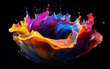 Fluid Abstract 3D Splash in Vivid Multicolor