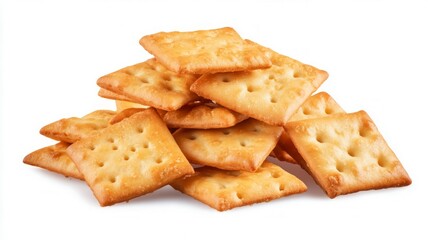 Fototapeta premium Stack of square crackers on white background. AI image