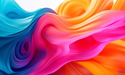 Fluid Abstract 3D Splash in Vivid Multicolor. Colorful liquid splash creating a dynamic wave effect in bright tones
