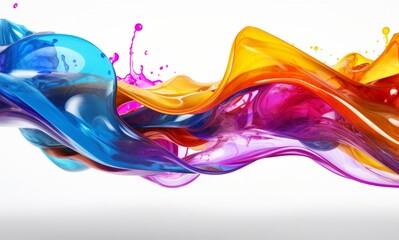 Fluid Abstract 3D Splash in Vivid Multicolor. Colorful liquid splash creating a dynamic wave effect in bright tones