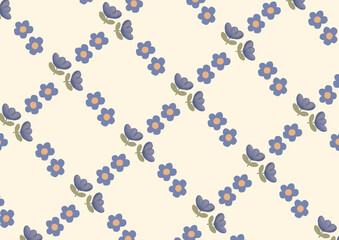 Aesthetic vintage floral pattern background-hand drawn