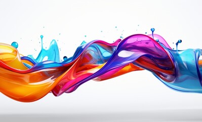 Fluid Abstract 3D Splash in Vivid Multicolor. Colorful liquid splash creating a dynamic wave effect in bright tones