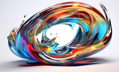 Fluid Abstract 3D Splash in Vivid Multicolor. Colorful liquid splash creating a dynamic wave effect in bright tones