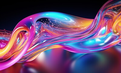 Fluid Abstract 3D Splash in Vivid Multicolor. Colorful liquid splash creating a dynamic wave effect in bright tones