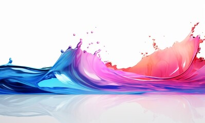 Fluid Abstract 3D Splash in Vivid Multicolor. Colorful liquid splash creating a dynamic wave effect in bright tones
