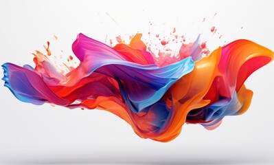 Fluid Abstract 3D Splash in Vivid Multicolor. Colorful liquid splash creating a dynamic wave effect in bright tones