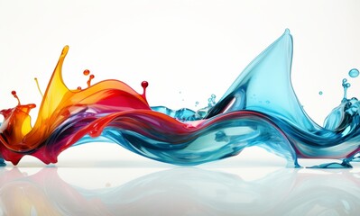 Fluid Abstract 3D Splash in Vivid Multicolor. Colorful liquid splash creating a dynamic wave effect in bright tones