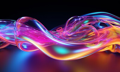 Fluid Abstract 3D Splash in Vivid Multicolor. Colorful liquid splash creating a dynamic wave effect in bright tones