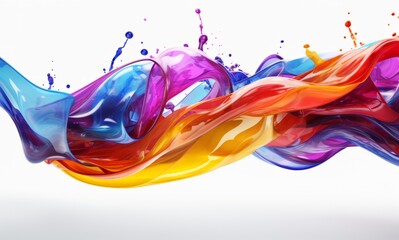 Fluid Abstract 3D Splash in Vivid Multicolor. Colorful liquid splash creating a dynamic wave effect in bright tones