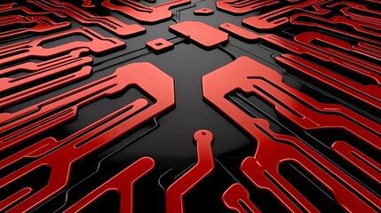 Abstract Red And Black Circuit Board Texture