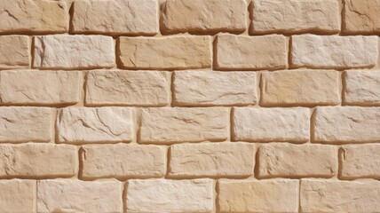 Obraz premium Textured tan brick wall patterned in neat rows. AI image
