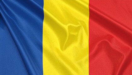 Romania flag with blue-yellow-red vertical stripes.