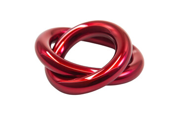 Fototapeta premium A vibrant red infinity loop sculpture elegantly intertwines, showcasing modern art design and craftsmanship in a minimalist style isolated on transparent background