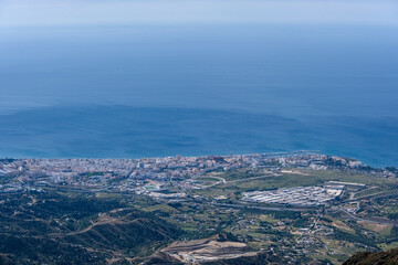 Aerial view of Estepona and the Alboran Sea. On a sunny day from the Sierra Bermeja mountain range.
