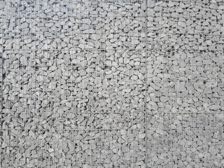 Grey stones in Gabion Wall, Baskets, wire fence filled with stones