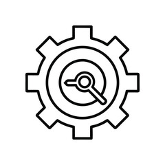 Outline gear and key icon on white background