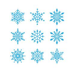 Fototapeta premium Set of Snowflakes Christmas design vector. Snowflakes icons. White Snowflake. Snowflakes template. Snow winter. Snowflakes icons. Snowflake vector icon