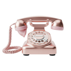 Stylish rose gold rotary telephone, a vintage communication device perfect for adding a touch of retro charm to your projects, ideal for design and nostalgic themes, a classic icon