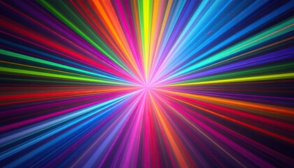 Obraz premium Vibrant Radiant Light Burst with Colorful Rays Spreading in All Directions for Creative Background Design and Artistic Concepts