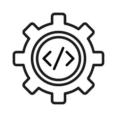 Outline gear icon with code brackets