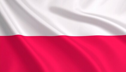 Poland flag with white over red horizontal stripes.