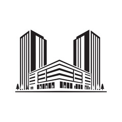 Modern building complex vector illustration. Corporate office center or business park icon for real estate and architecture © Journey