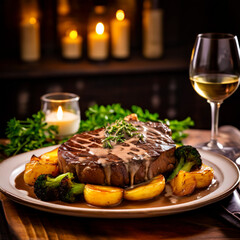 Succulent Steak Dinner: A Romantic Evening Culinary Delight.