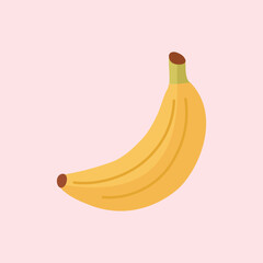 A minimalist illustration of a yellow banana on a soft pink background. The simple design is suitable for icons, decorations, patterns, and modern graphic needs.