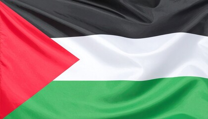 Fototapeta premium Palestine flag with black-white-green horizontal stripes and red triangle at hoist.