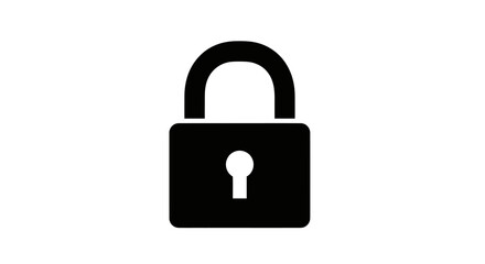 Simple Black Padlock Icon Representing Security and Protection.
