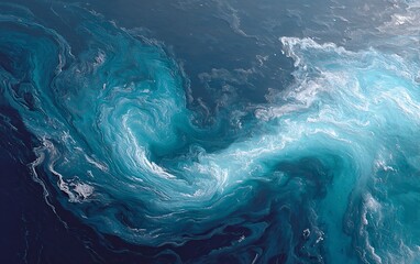 Fototapeta premium Dynamic abstract high-resolution image of a blue ocean wave capturing fluid motion and energy