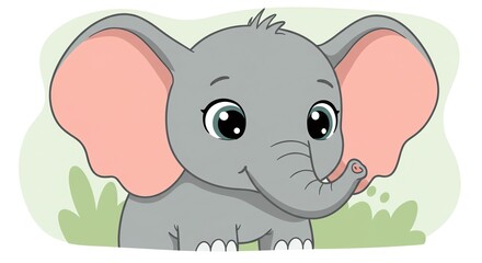 Fototapeta premium Cute baby elephant head portrait