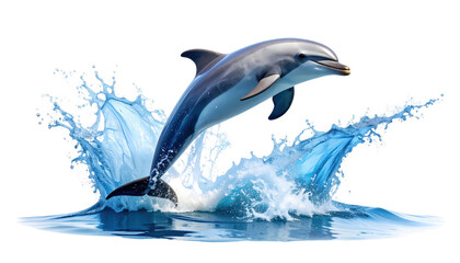 Bottlenose Dolphin Leaping Out of the Water in a Splash.
