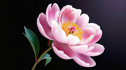 Soft pink peony blossom with golden center evokes elegance, perfect for spring designs and floral themes