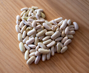 white beans shaped as a heart