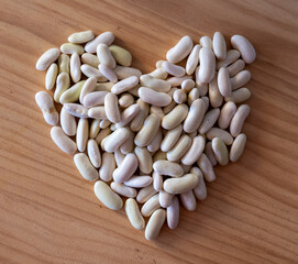 white beans shaped as a heart