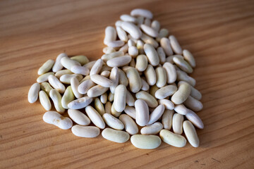 white beans shaped as a heart