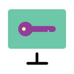 Digital key and cybersecurity icon vector illustration,Password and account access symbol on computer screen