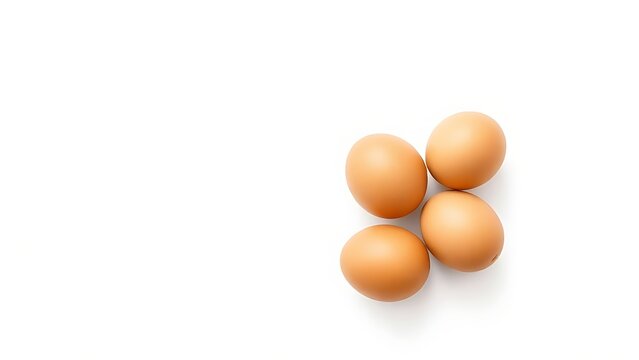 Fresh brown eggs on a white background, emphasizing simplicity and natural food.